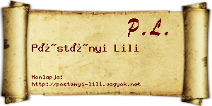 Pöstényi Lili névjegykártya
